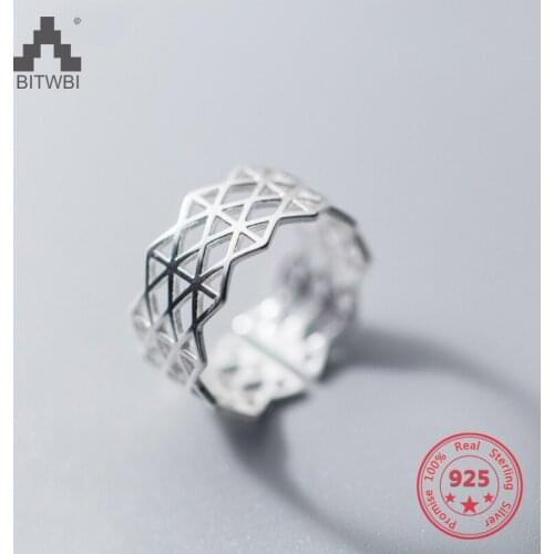 Pure 925 Sterling Silver European American New Design Creative Concise Diamond Open Ring Fine Jewelry