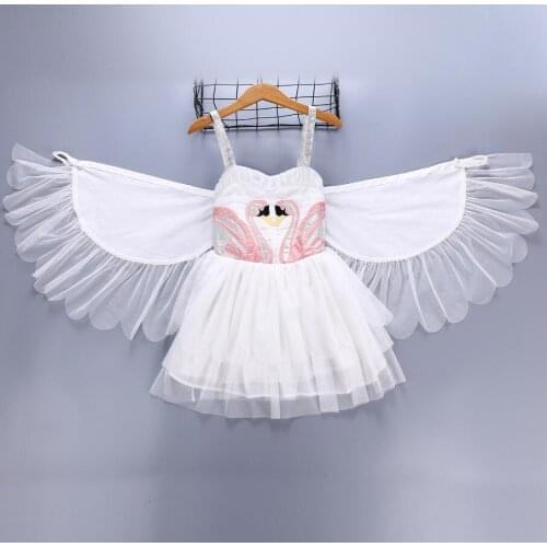 Kids Dress For Girls Christmas Girls Swan Wings Show Angel Wings Dress Vestido Flamingo Angel Costume Swan Princess Sling Dress