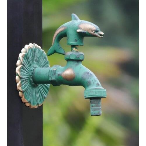 Retro Green Outdoor Animal Faucet All Copper Art Courtyard Garden Antifreeze Sunscreen Washing Machine Faucet