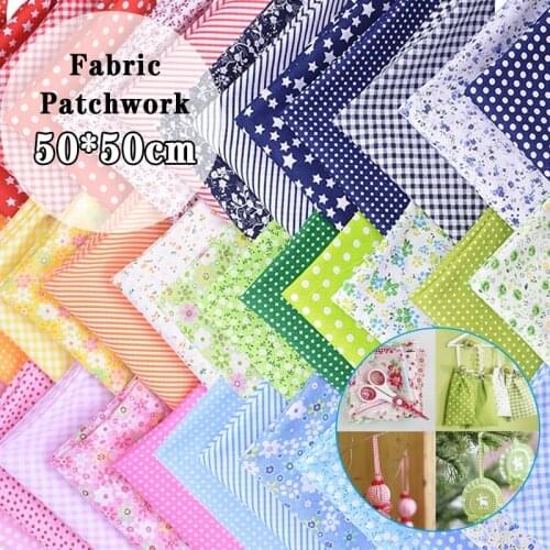 5pcs 50x50cm Printed Cotton Fabric Cloth Sewing Quilting Floral Fabrics for Patchwork Needlework DIY Apparel Handmade Accessory