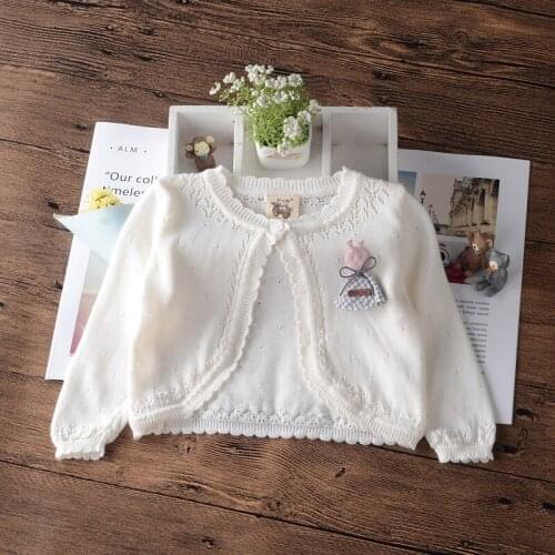 Children Cardigan Sweater Jacket Doll 100 Cotton Summer Girls Jacket Kid for 1 2 4 6 8 Years Old Kid Clothes OKC205022