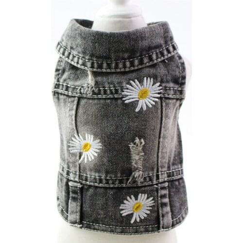 New Spring Summer Autumn Dog Clothes For Small Dogs Boy Girls Floral Xs Dog Jean Jacket Coat Teddy Puppy Outfit Pet Clothing