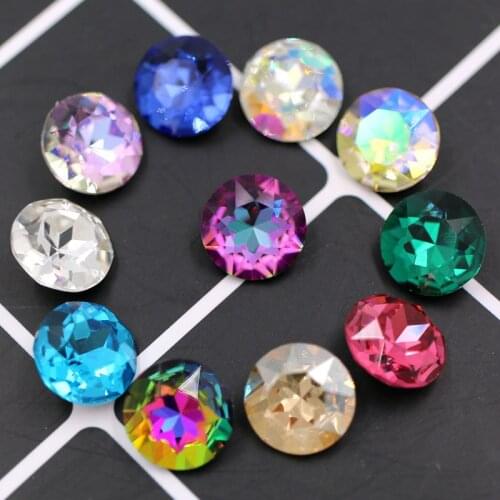 New arrival pointback glue on glass rhinestones high quality crystal Round shape rhinestones diy clothing Accessories