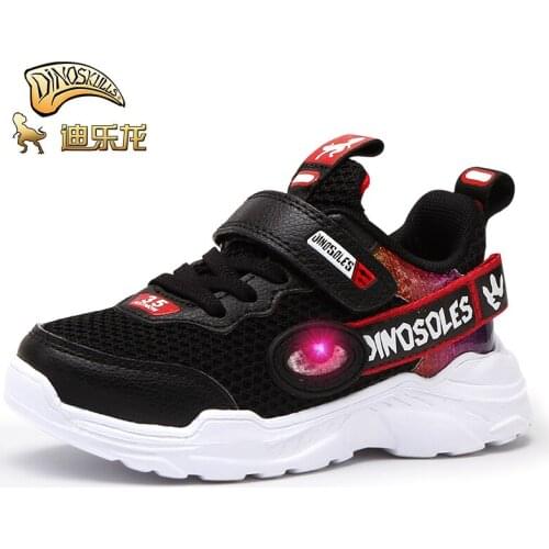 Kids Shoes Boys Dinosaur shoes Glowing Sneakers kids sneakers for boy LED Light Autumn Mesh Breathable Toddler Shoes