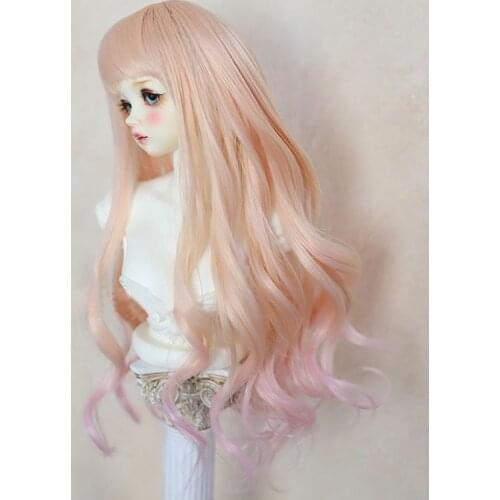 New 22-24cm /17-19cm Gradient color Long curled hair Wig For 1/3 1/4 BJD PULLIP SD MSD DOLLFIE Wig