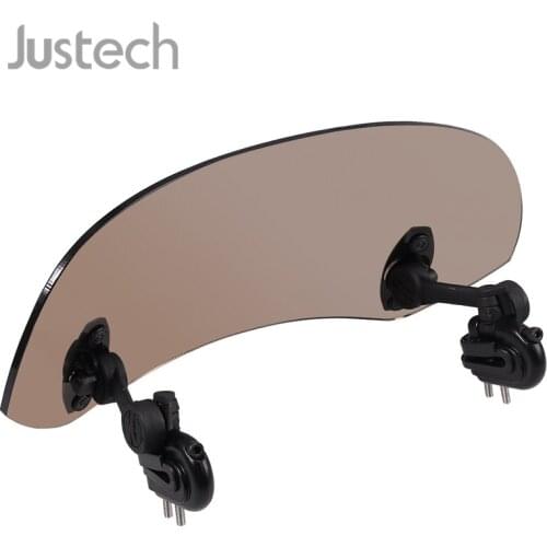 Justech Motorcycle Adjustable Clip On Windshield Extension Spoiler Wind Deflector Smoke For Honda BMW Suzuki Ducati Windshield