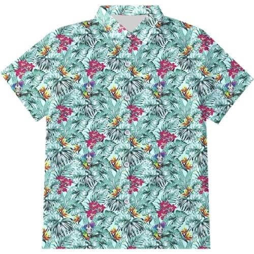 OGKB 3D Funny Leaf Unicorn Print Button Shirts Hipster Casual Summer Hawaiian Short Sleeve Shirt Streetwear Holiday Mens Shirt