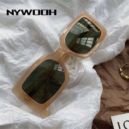 NYWOOH Square Women Sunglasses Women Men Brand Designer Vintage Rectangle Sun Glasses Dark Green Sunglass UV400