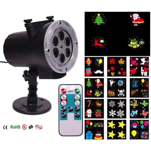 Led highlight HD 12 pattern plug-in Card Feilin projection lawn lamp led outdoor Christmas snowflake film projection