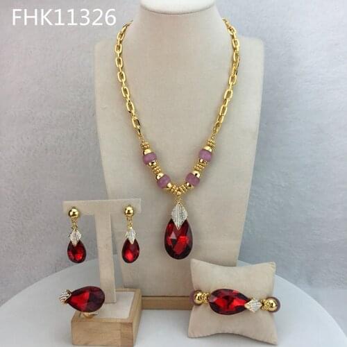 Yuminglai High Quality African choker Simple Design Necklace and Earrings Jewelry Set for Women FHK11326