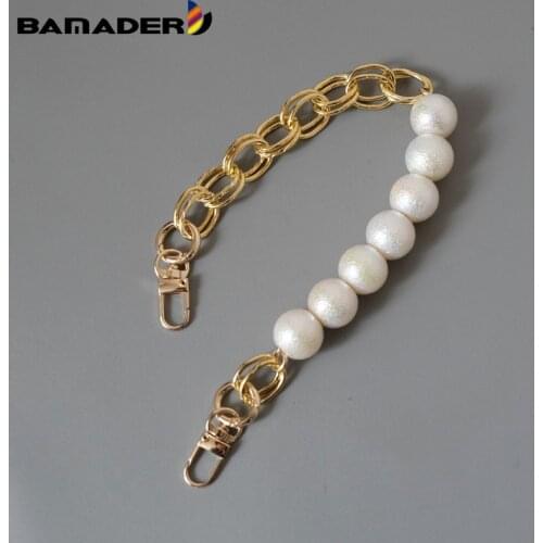 Pearl+Metal Chain Bag Strap 30/38/76CM Acrylic Short Chain Strap Women Handbag Handles Replacement Pearl Handbag Strap Bag Chain