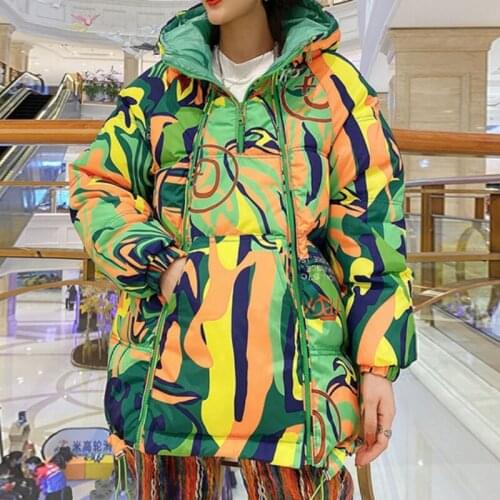 2021 Winter Outfits Womens Jacket Hooded Parka Down Cotton Coat Double Zipper Glossy Padded Jackets Casual Warm Outwear Parkas