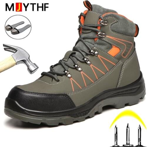 Winter Shoes Men Boots Indestructible Safety Shoes Men Steel Toe Work Sneakers Outdoor Hiking Boots Plush Warm Work Safety Boots