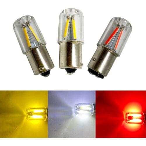 1pcs 1156 P21W BA15S 1157 BAY15D COB LED Filament Chip Car Brake Lights Auto Reverse Bulb Parking Lamp 12V Red White Yellow
