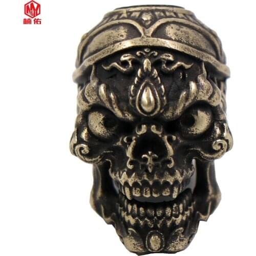 1PC EDC Paracord Beads Skull Retro Brass White Copper Umbrella Rope Cord Lanyard Pendants Knife Beads Outdoor Knife Accessories