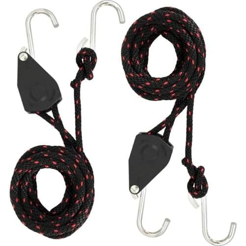 1pcs Pulley Ratchet Kayak And Canoe Boat Bow Lock Rope Tie Adjustable Lanyard Lifting Pulley S Hook Camping Tent Light Sling