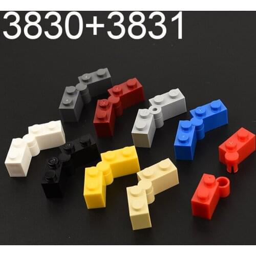 10 Sets DIY Building Blocks Hinge Rotating Bricks 1x2 Dots Educational Creative Plastic Toys for Kids Technical 3830 3831