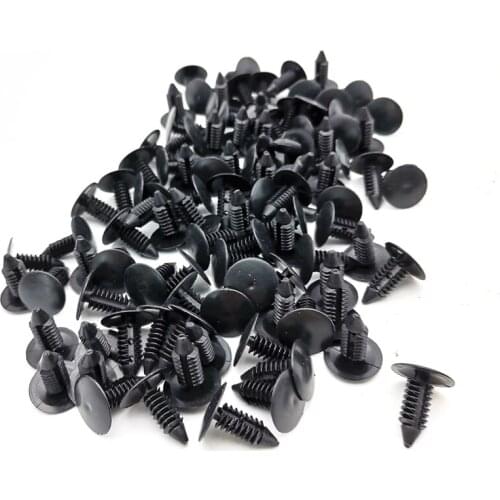 100 Pcs/lot Black Nylon Plastic Car Bumper Fender Rivets Trim Fastener Clips 8mm