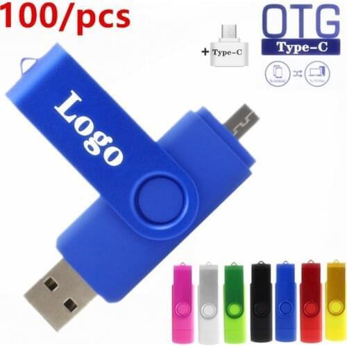 100pce PenDrive Metal OTG Type-C Usb Flash Drive 2.0 Flash Disk Cle Usb Stick 128MB/512MB/4/8/16/32G Pen drive Flash Memory Card