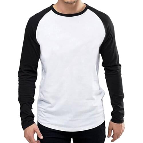 2021 Autumn Winter Long Sleeve T Shirt Men Muti Color O Neck 100% Cotton Male Casual Slim Fit Raglan Clothes Tees Tops