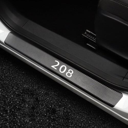 Car Stickers Tuning Decal For Peugeot 208 Accessories Auto Door Plate Protector Carbon Fiber Anti Scratch Car Products 4Pcs