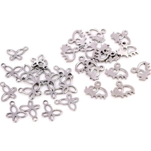 50pc/lot 10x11 8x11mm Elephant butterfly Charms 316 Stainless Steel Elephant Cute for necklace pendant charms diy jewelry making