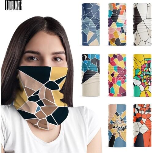 Irregular Geometric Pattern Color Scarf For Women Outdoor Riding Face Cover Mens Bandana Dustproof Multifunctional Hijab Scarf