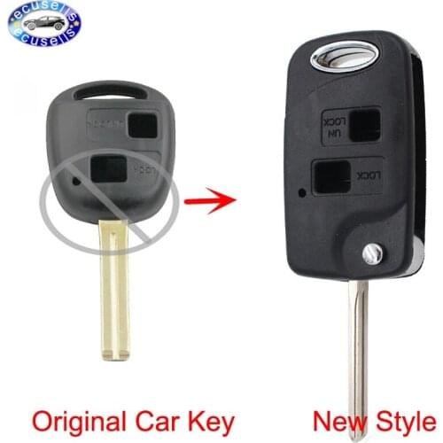 2 Button CONVERSION Flip Remote Key Fob Case Shell For Lexus IS200 GS300 LS400 RX300