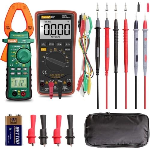Auto Ranging Digital Multimeter and Clamp Meter - with Storage Bag Battery Alligator Clips Test Leads for AC/DC Voltage