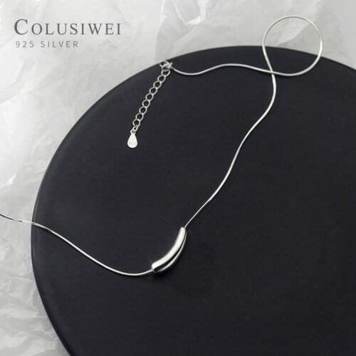 Colusiwei New 925 Sterling Silver Irregular Water Drop Shape Pendant Necklace for Women Geometric Pendant Fashion Fine Jewelry