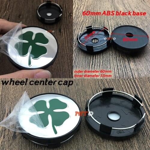 Decoration 4X 20X 100X 60MM Wheel Center Cap Four Leaf Logo Decal Wheel Rim Hubcap 2.36INCH 6CM for Mito 147 156 159 166 Spide