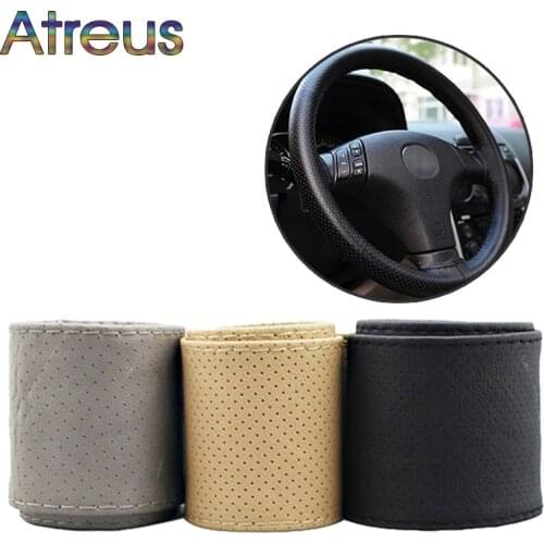 Atreus DIY Car Steering Wheel Cover With Needles and Thread For BMW E46 X5 E53 E34 E30 F20 m Mercedes W203 W211 Volvo XC60 XC90