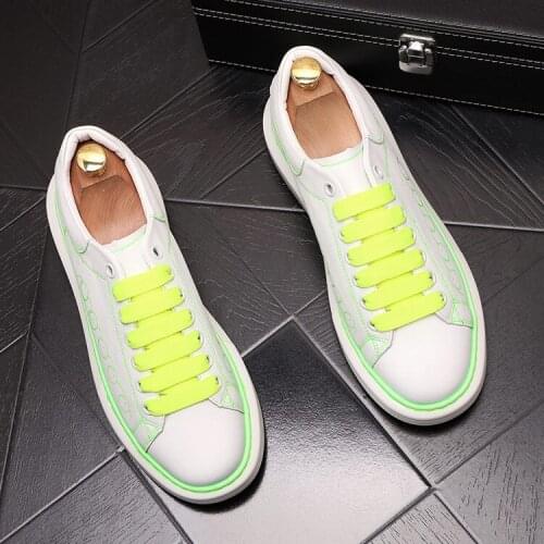 ERRFC New Arrival Luxury Mens White Casual Shoes Fashion Designer Round Toe Men Fluorescent Light Platform Leisure Zapatos
