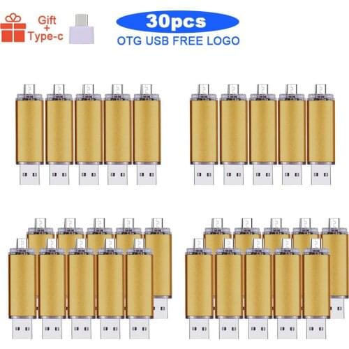 30pcs/lot Free logo metal OTG 3 IN 1 Type-C pen drive 64GB 8GB pendrive 16GB 32GB usb flash drive 128GB cle usb stick pen gift