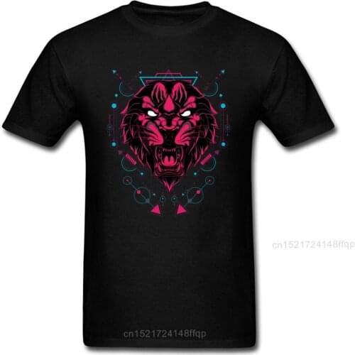 Tiger Sacred Geometry T-Shirt Crazy Men T Shirt Custom Summer Tshirt Father Day Gift Clothing Cotton Tops Hip Hop Tees No Fade