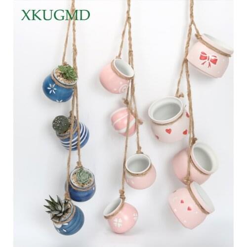 Hot New Product Simple Hanging Wall Succulents Ceramic Hanging Basin Balcony Bedroom Living Room Home Decoration Ornaments