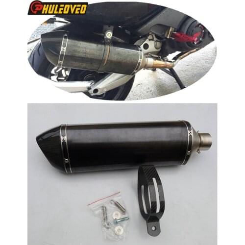 Customized ID:51mm/54mm/57mm/61mm/63mm/65mm L:500mm Motorcycle Exhaust Muffler Pipe Escape Demper Baffle with Carbon Fiber Clamp