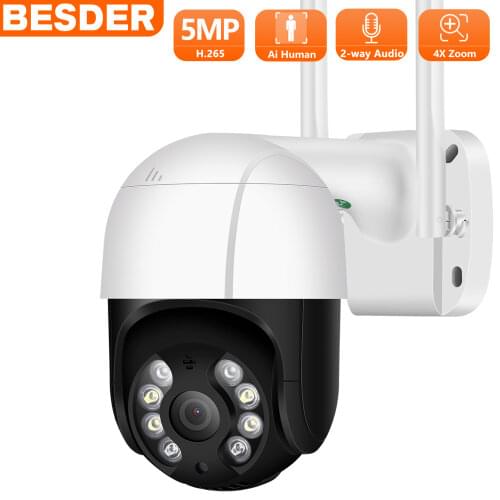 BESDER 3MP FHD Mini WiFi IP Camera Ai Human Shape Detection Waterproof IP Camera Two-way Audio IR Night Vision CCTV Surveillance