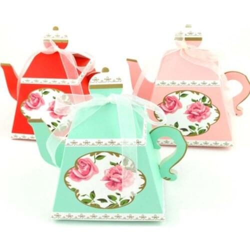 Candy box bag chocolate paper gift package for Birthday Wedding Party favor Decor supplies DIY vintage tea pot shaped