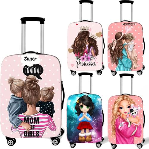Cute girl Super Mom Prints Luggage Protective Covers Case For SuitcaseTravel Accessories Trolley Apply to 18-28 Suitcase Cover