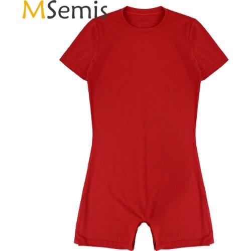 Mens Lingerie Bodysuit Exercise Running Casual Invisible Zipper Rompers One-pieces Round Neck Jumpsuit Summer Sportswear
