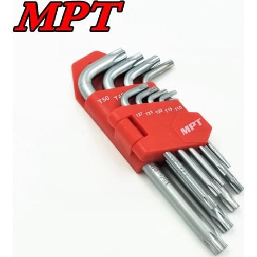 9 Piece Standard Arm Torx Hex Key Wrench Set T10-T50 Torx Allen Wrench Set