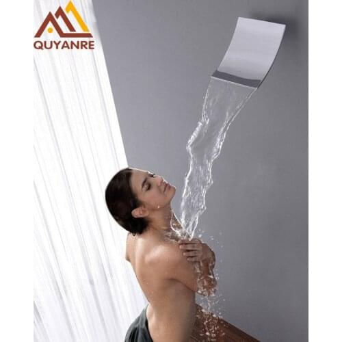 Vidric Vidric Concealed Waterfall Bathroom Shower Faucets Set Chrome Brass Single Handle Mixer Tap 2-way Mixer Wall Mount Bath S