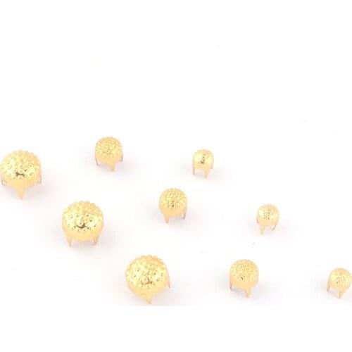 5-9mm Gold Metal Spike Round Claw Studs Rivets,Cone Nailhead Studs,Rivet Stud for Shoes Purse Belt Leather Craft Accessories DIY