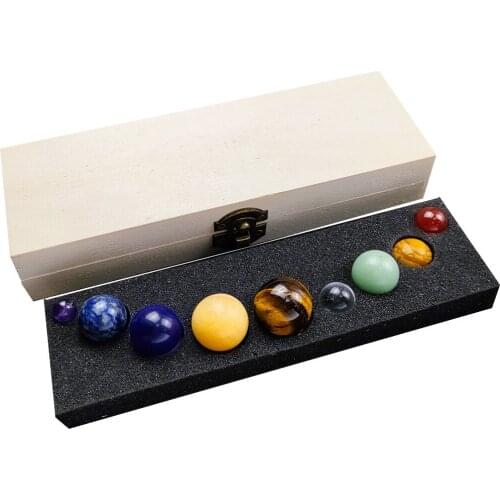 Natural Crystal Gem Ore Specimen Solar SystemNine Planets Round Ball Home Decoration