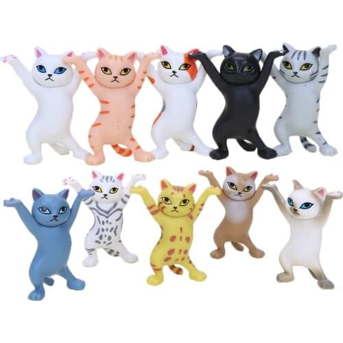 5pcs/10pcs/set Enchanting Cat Pen Holder Cute Cat Figures Cartoon Black Dancing Cat Action Figure Dolls Kids Toys