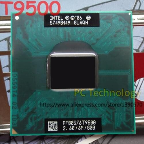 Original Intel Core2 Duo CPU T9500 (6M Cache, 2.6GHz, 800MHz FSB) Socket 479 Laptop processor for GM45 PM45 free shipping