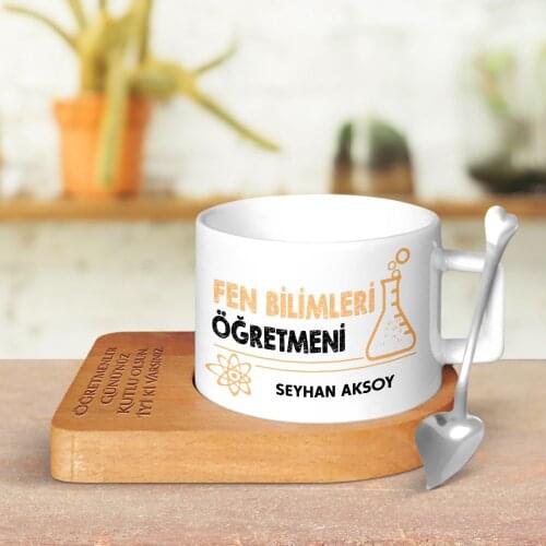 Personalized the Natural Science Teacher is Wood Altlıklı Ceramic Cup-4