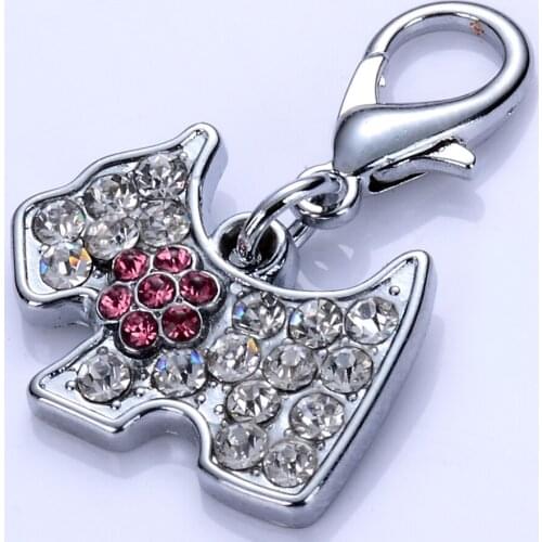 Rhinestone Dog Jewelry Pet Tag Pendant Charms For Dog Collars Lobster Clasp Dog Accessories For Pets