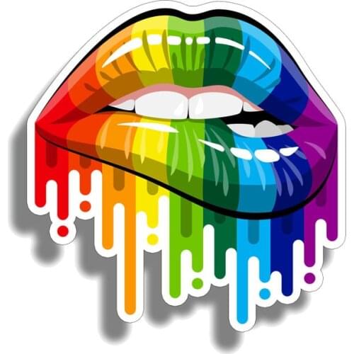 Rainbow Sensual Lips Sticker Sexy Abstract Paint Gay Car Sticker Accessories KK Vinyl PVC 13cm*13cm Motorcycle Laptop Decal